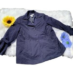 Simonton Says Size Large Navy Blue Lightweight Coat Frill Cute Size Large Cotton